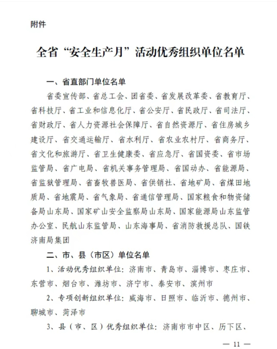 臨沂恒源熱力集團(tuán)榮獲全省2023年“安全生產(chǎn)月”活動(dòng)優(yōu)秀組織單位